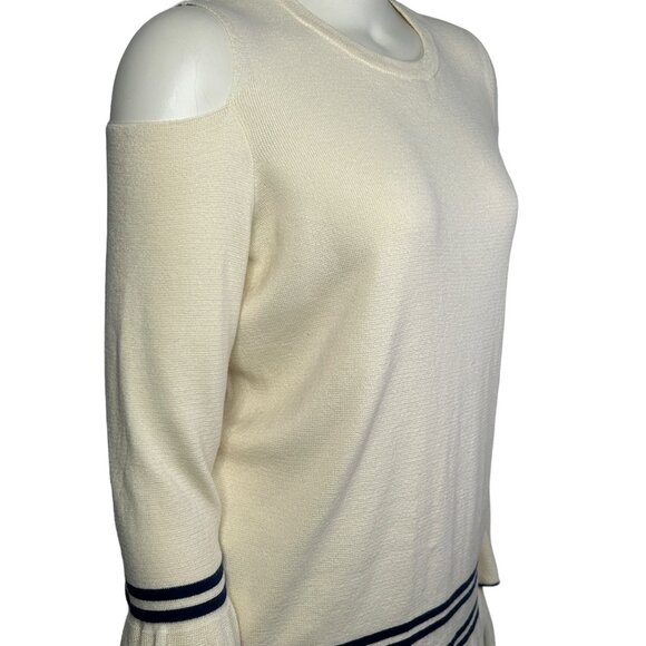 Lane Bryant Sweater Cream & Navy Women's 14/16 NEW with Tags  Cold Shoulder - Picture 14 of 15